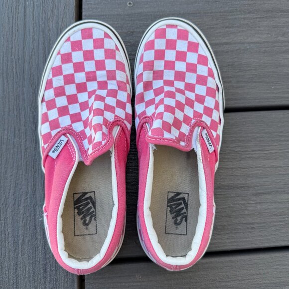 Girls Pink Checkered Vans - Picture 2 of 5